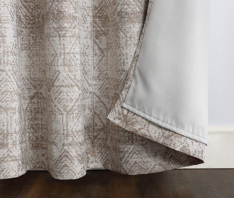 Sun Zero Darren Distressed Woven Jacquard Blackout Grommet Curtain Panel, 50" x 84", Camel - Image 3